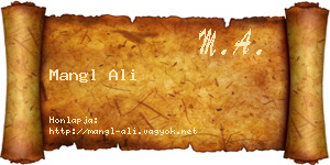 Mangl Ali névjegykártya